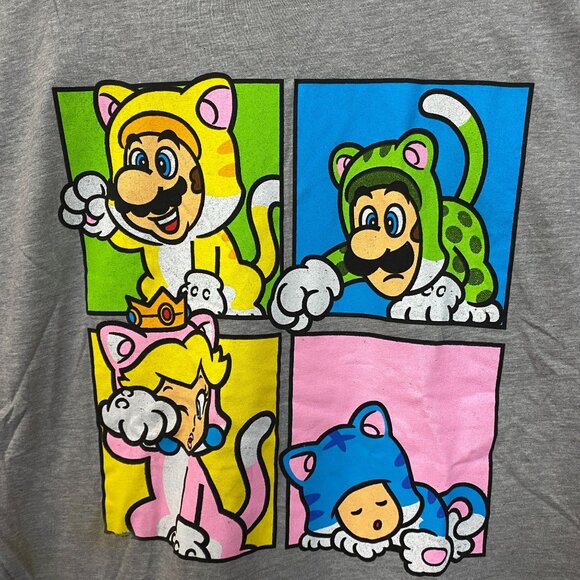 Super Mario Bros Furry Peach Toad Mario Luigi Nintendo Tee Large - Picture 2 of 5